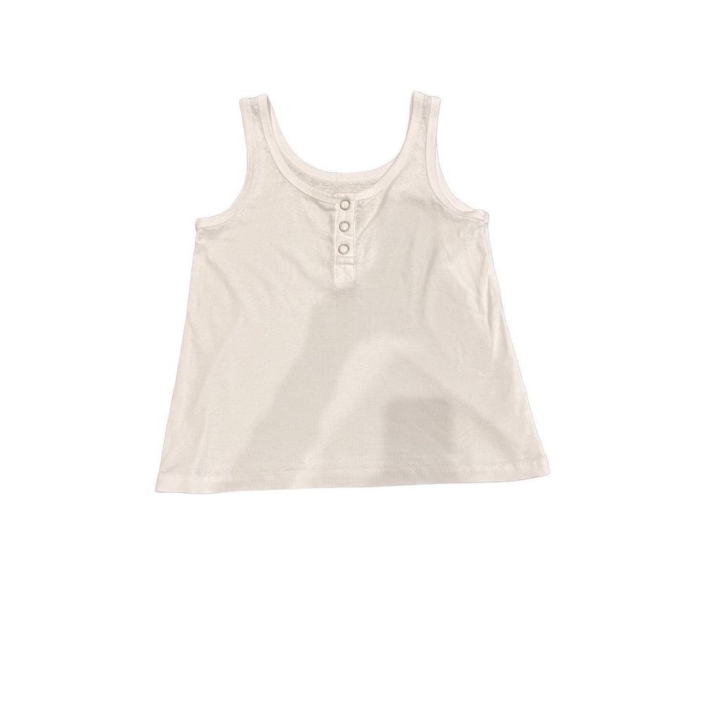 Classic Cream Tank Top with Button Placket
